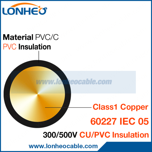 IEC05 300V-500V Hook Up Wire Class1 Construction IEC60227 PVC Insulated Non Sheath Copper building Wir