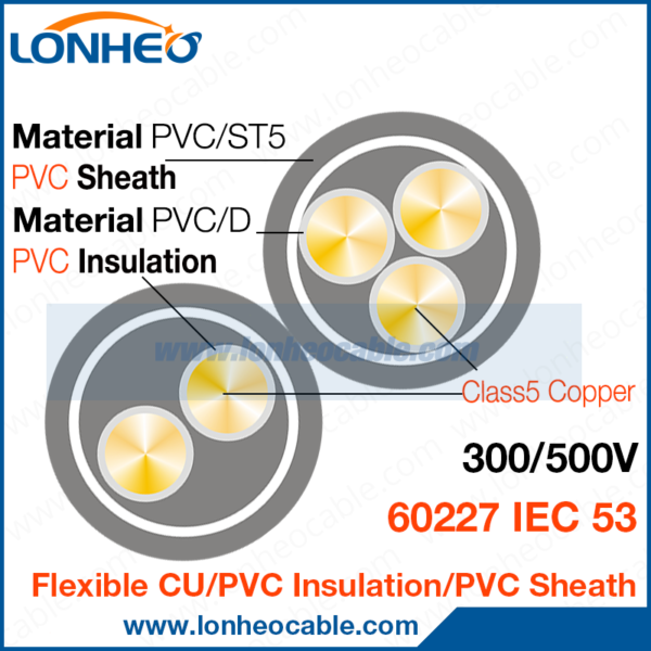 60227 IEC 53 Hook Up Wire For Home | PVC Sheathed Flexible Multi Wire Construction